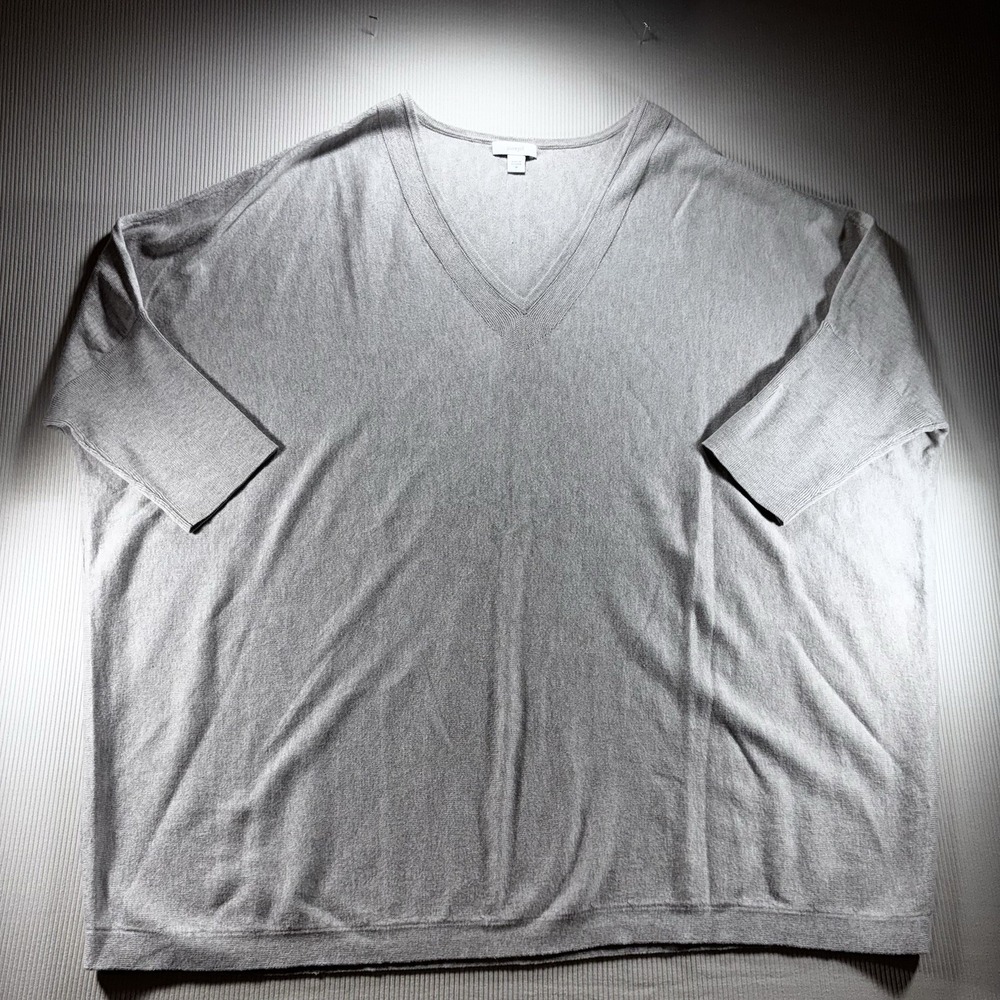 Pure‎ Jill Women's Gray Size M Sweater, 1/2 Sleeve, Lagenlook Relaxed, Pullover